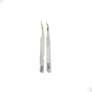 Kit Pinça Cilios Sky Glue SG-03 SG-01 Ponta Reta Curva