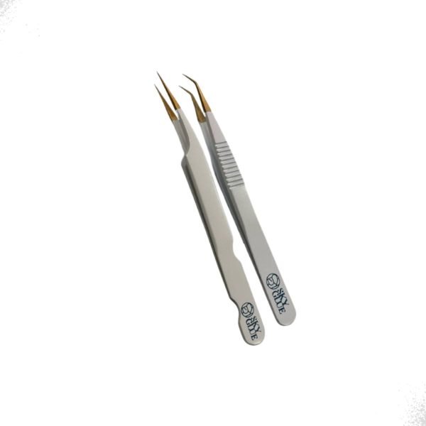 Kit Pinça Cilios Sky Glue SG-03 SG-01 Ponta Reta Curva - Image 2